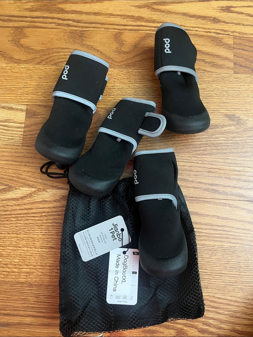 Pod Dog Boots in Black with Gray Trim – Secure Paws Protection